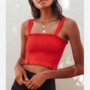 New! BILLABONG ♥️ Bop Bop Red Smocked Crop Top